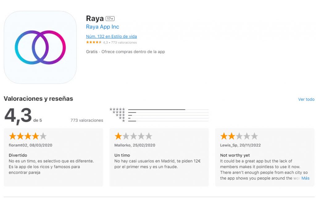 App Raya opiniones