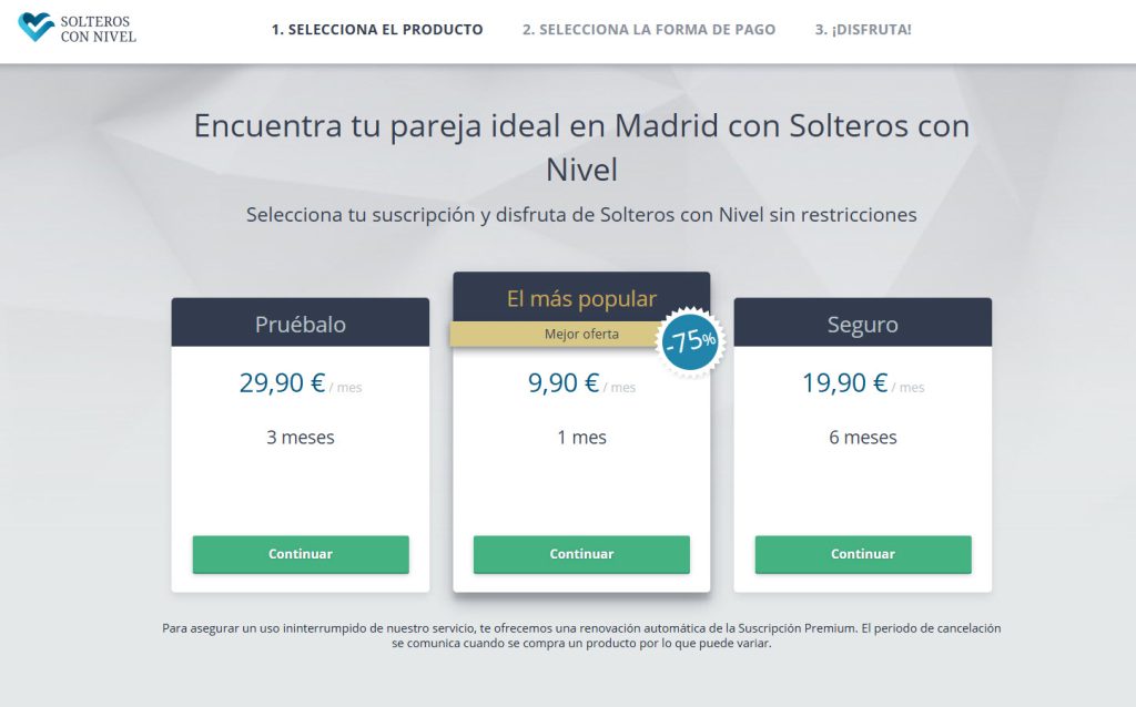 precios Solteros con Nivel